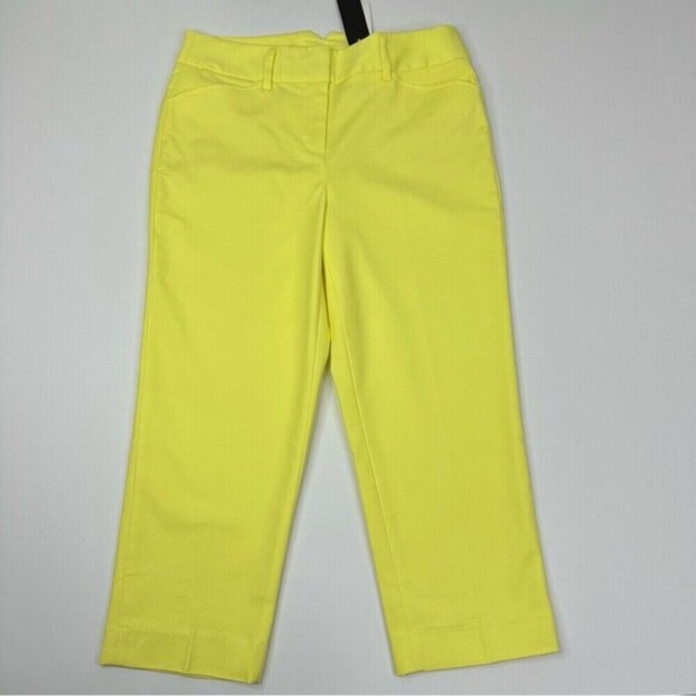 Premise Petite Women Beach Yellow Ankle Pants Cotton Stretch Trouser 4P NEW